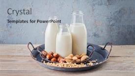  Presentation with plant based - Beautiful slide set featuring various-vegan-plant-based-milk backdrop and a light blue colored foreground