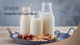  Presentation with plant based - Amazing slide set having various-vegan-plant-based-milk backdrop and a light gray colored foreground