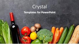  Presentation with wine - Slide set consisting of various-vegetables-bread-and-wine background and a gray colored foreground