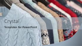  Presentation with sustainability - PPT theme with various-vintage-sweaters-or-pullovers background and a light blue colored foreground