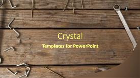  Presentation with wooden - Colorful theme enhanced with various worktools on wooden plank backdrop and a tawny brown colored foreground