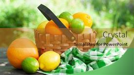  Presentation with garden city - PPT theme with variuos-citrus-fruits-in-basket background and a gold colored foreground