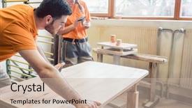  Presentation with diabetes team - Slides with varnish - team oft wo carpenters working background and a  colored foreground