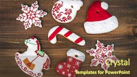  Presentation with delicious christmas cookies - Colorful slide deck enhanced with varoius homemade gingerbread cookies backdrop and a tawny brown colored foreground