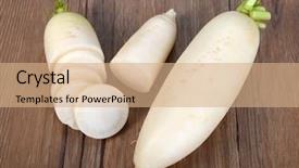  Presentation with wood - Cool new PPT theme with vars - daikon radish on the wood backdrop and a coral colored foreground