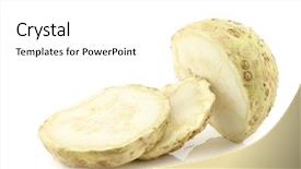  Presentation with root - Audience pleasing slides consisting of vars - fresh celery root cut backdrop and a  colored foreground