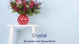  Presentation with flowers vase - Audience pleasing theme consisting of vase mixed bouquet flowers on blue background backdrop and a sky blue colored foreground