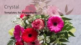  Presentation with flowers vase - Slide deck enhanced with vase-of-cut-flowers-seen background and a coral colored foreground