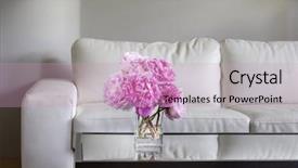  Presentation with peony - Presentation theme with vase of pink peony flowers background and a  colored foreground