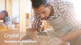  Presentation with spinning wheel - Presentation design consisting of vase on spinning pottery wheel background and a coral colored foreground