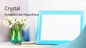  Presentation with photo - Presentation design having vase photo in frame background and a sky blue colored foreground