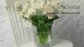  Presentation with flowers vase - Colorful PPT theme enhanced with vase-with-beautiful-eustoma-flowers backdrop and a mint green colored foreground