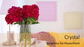  Presentation with peony - Theme having vase with bouquet of beautiful background and a yellow colored foreground