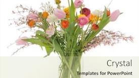  Presentation with flowers vase - Beautiful PPT theme featuring vase with spring flowers backdrop and a soft green colored foreground