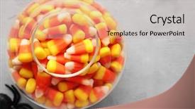  Presentation with halloween - Beautiful PPT layouts featuring vase with tasty halloween candies on light background backdrop and a soft green colored foreground