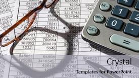  Presentation with sales figures - Slide set with vat tax - calculator is on a balance background and a light gray colored foreground