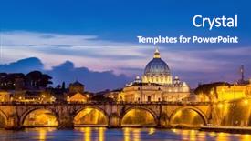  Presentation with rome italy - PPT theme featuring vatican city - saint peter cathedral over tiber background and a teal colored foreground