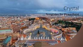  Presentation with vatican - Slides having vatican-city-overlooking-st-peter background and a light blue colored foreground