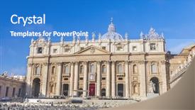  Presentation with vatican - Audience pleasing PPT layouts consisting of vatican city square view backdrop and a teal colored foreground