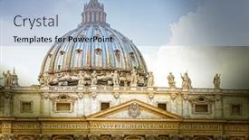  Presentation with vatican - Presentation theme enhanced with composition of spaghetti in white plate on gray background background and a gray colored foreground