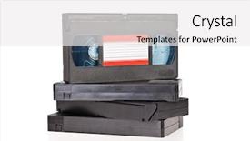  Presentation with cassette - PPT theme consisting of vcr - old video cassette tapes isolated background and a white colored foreground