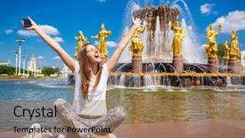  Presentation with rest - Audience pleasing PPT layouts consisting of vdnh exhibition in moscow backdrop and a coral colored foreground