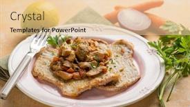  Presentation with veal - Audience pleasing theme consisting of veal escalope with mushroom backdrop and a lemonade colored foreground