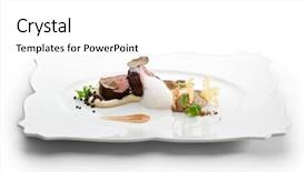  Presentation with veal - PPT theme having veal filet mignon with truffle mash background and a white colored foreground
