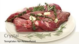  Presentation with thyme - Audience pleasing PPT theme consisting of veal-fillet-with-aromatic-herbs backdrop and a soft green colored foreground