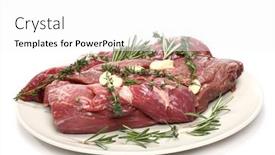  Presentation with thyme - Theme consisting of veal-fillet-with-aromatic-herbs background and a white colored foreground