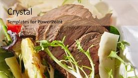  Presentation with roast beef - Colorful slide deck enhanced with veal sliced vegetables and green backdrop and a coral colored foreground