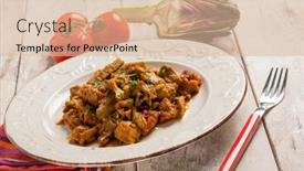  Presentation with veal - Audience pleasing PPT theme consisting of veal-stew-with-hartichoke backdrop and a lemonade colored foreground