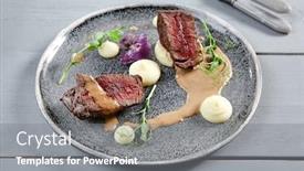  Presentation with tenderloin - PPT layouts with veal-tenderloin-filet-mignon background and a gray colored foreground