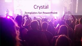  Presentation with festival music - Beautiful slide deck featuring vector - cheering crowd with raised hands backdrop and a pink colored foreground
