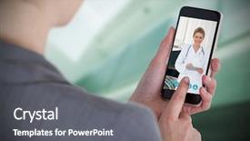  Presentation with mobile phone addiction - PPT layouts with vector - close-up of businesswoman using mobile background and a gray colored foreground