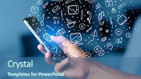  Presentation with hand drawn brush stroke design - Presentation theme consisting of vector - hand holding smartphone with hand background and a ocean colored foreground