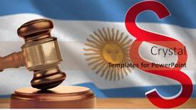  Presentation with vector - Presentation having vector icon of section symbol against digitally generated argentinian national flag background and a coral colored foreground