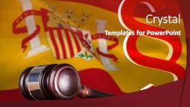  Presentation with vector - Amazing PPT theme having vector icon of section symbol against digitally generated spanish national flag backdrop and a crimson colored foreground
