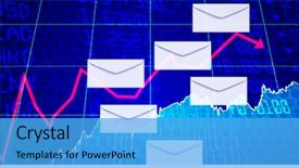  Presentation with shares - Colorful presentation design enhanced with vector of envelopes against stocks backdrop and a light blue colored foreground