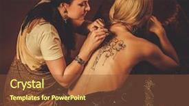  Presentation with ornament - PPT theme having vedic - drawing process of henna menhdi background and a tawny brown colored foreground