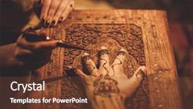  Presentation with ornament - Theme with vedic - drawing process of henna menhdi background and a tawny brown colored foreground