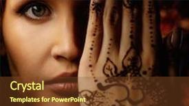  Presentation with ornament - Presentation theme having vedic - woman with traditional mehndi henna background and a tawny brown colored foreground