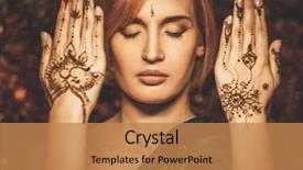  Presentation with ornament - Amazing slide set having vedic - woman with traditional mehndi henna backdrop and a coral colored foreground