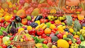  Presentation with fresh fruits vegetables - Beautiful PPT layouts featuring veg - big collage fresh tasty vegetables backdrop and a red colored foreground
