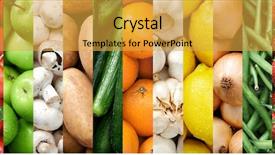  Presentation with fresh fruits vegetables - Colorful slides enhanced with veg - collage of healthy food background backdrop and a yellow colored foreground