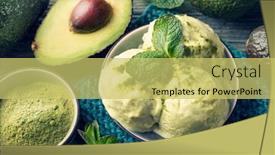  Presentation with matcha - Cool new slide deck with vegan avacado ice cream backdrop and a yellow colored foreground