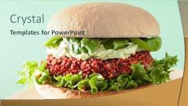 Presentation with vegan burger - Presentation theme with vegan beet and quinoa burger with avocado dressing background and a cool aqua colored foreground