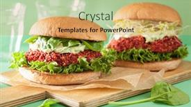  Presentation with vegan burger - PPT theme featuring  background and a  colored foreground