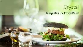  Presentation with vegan burger - Presentation with vegan-burger-black-bun-tofu background and a soft green colored foreground