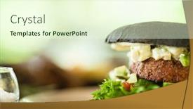  Presentation with vegan burger - Cool new presentation design with vegan-burger-black-bun-tofu backdrop and a cream colored foreground